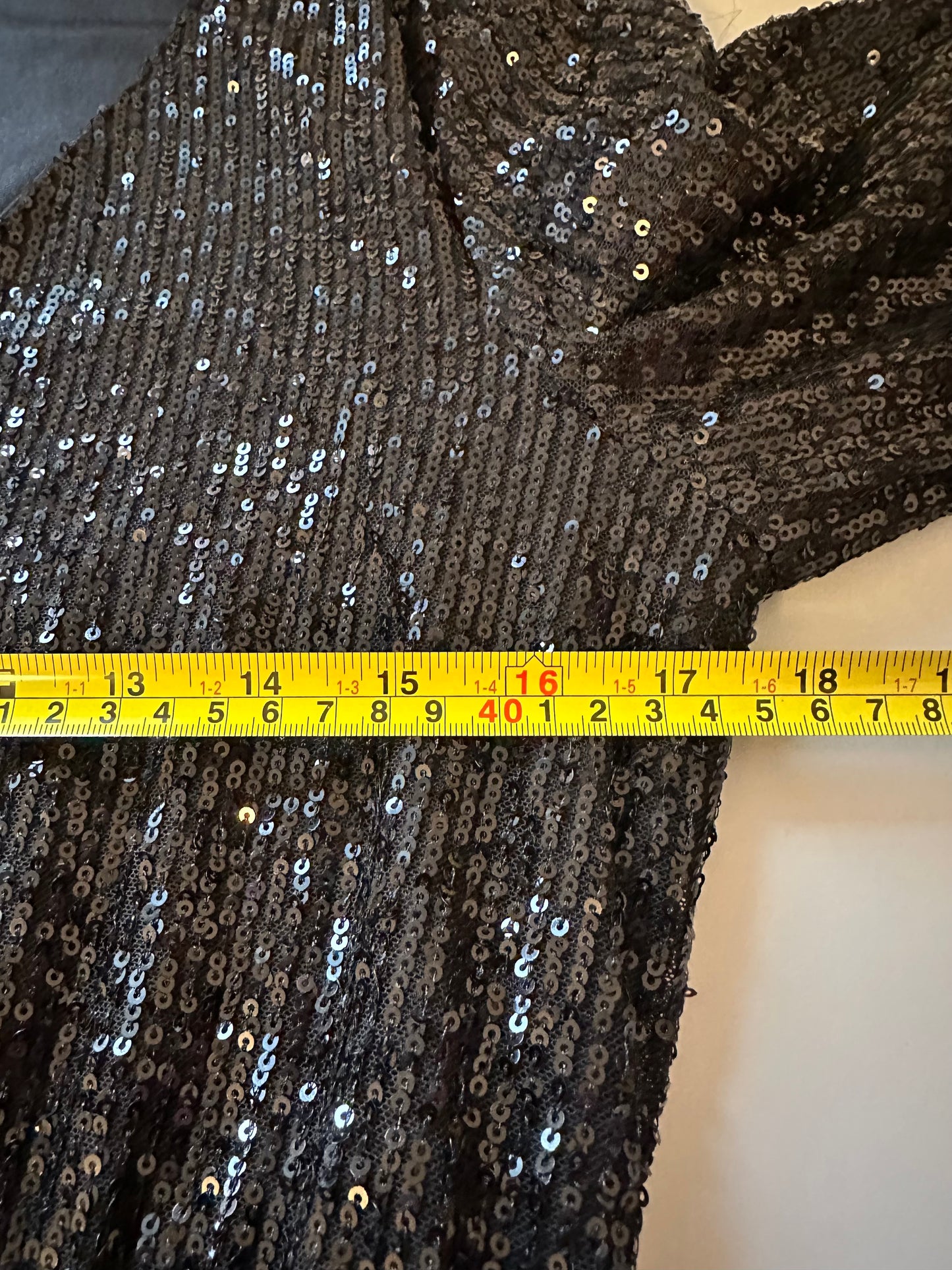 Betsey Johnson Black Sequin Long Sleeve Midi Dress | Size Large