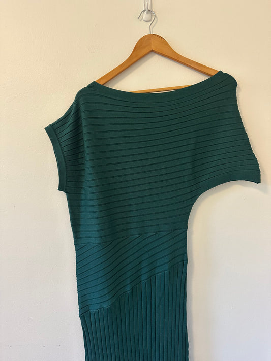 Adeline Clothing Marble - NWT Get Close Ribbed Dress in Dark Green | Size Medium