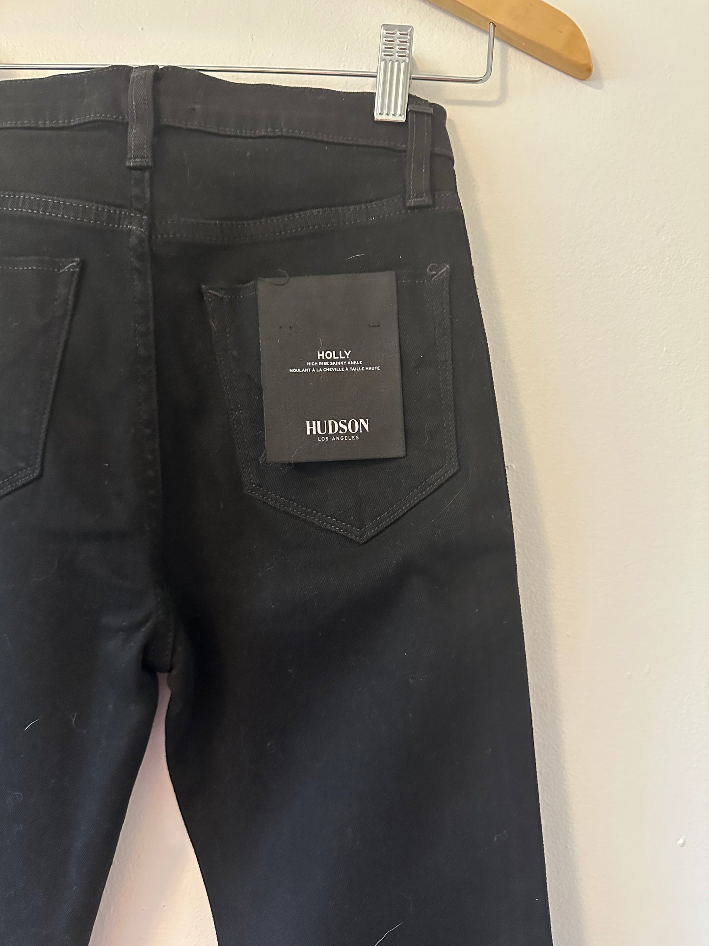 NWT Hudson Holly Skinny Ankle Jeans in Black with Silver Stripe - Size 24