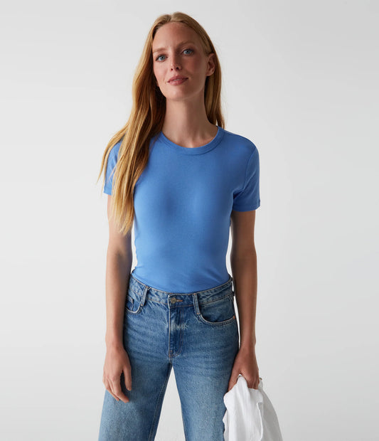 Michael Stars Classic Short Sleeve T-Shirt Top in Blue - Size OS