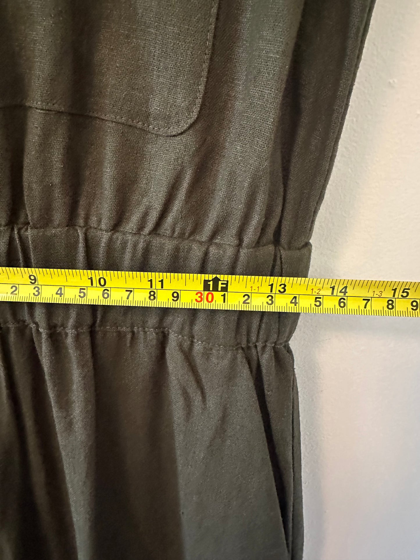 NWT Zara Olive Green Sleeveless Linen Jumpsuit Size Small