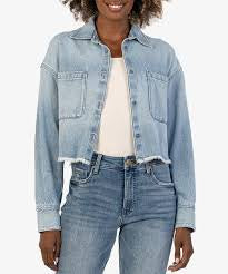 Kut From The Kloth Stormi Light Blue Denim Shirt Jacket Size Medium