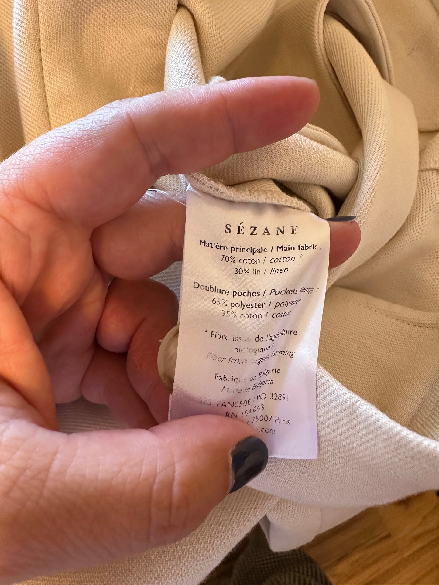 Sezane Marino Wide Leg High Waist Trousers in Ecru | Size 4