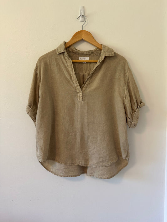 Velvet by Graham & Spencer Elerie Linen Top in Autumn | Size Small