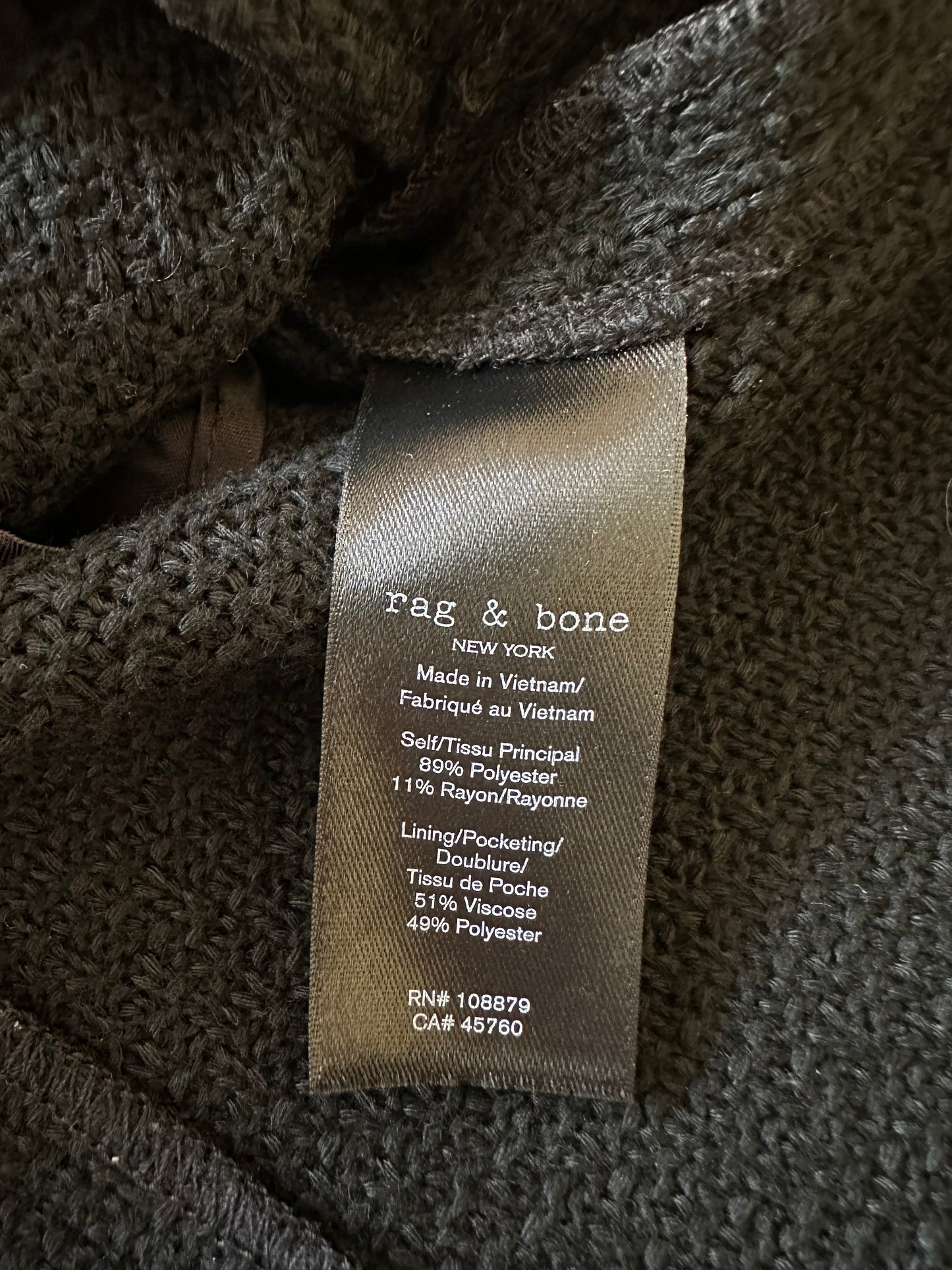 Rag & Bone Carol Woven Jacket in Black | Size 6