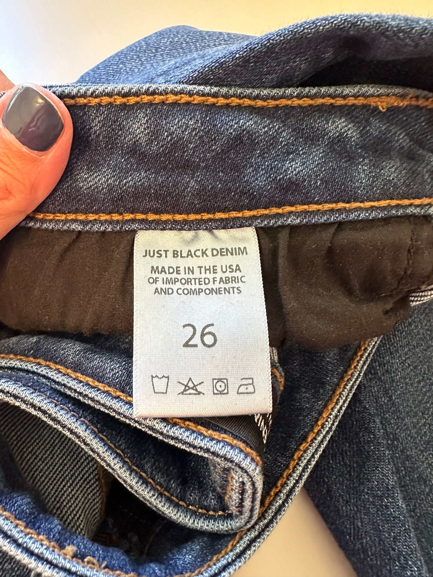 Just Black Vintage Straight Leg Raw Hem Jeans in Deep Blue | Size 26