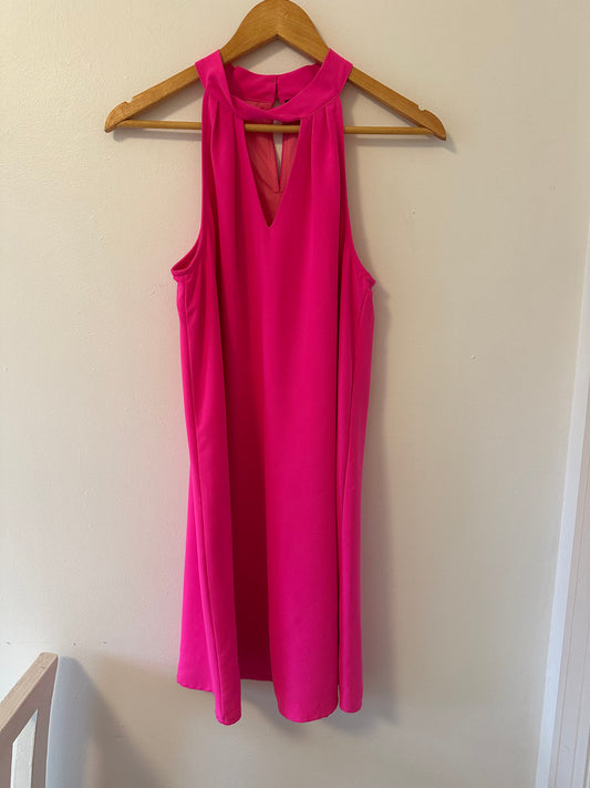 Very J Bright Pink Halter Mini Dress - Size Medium