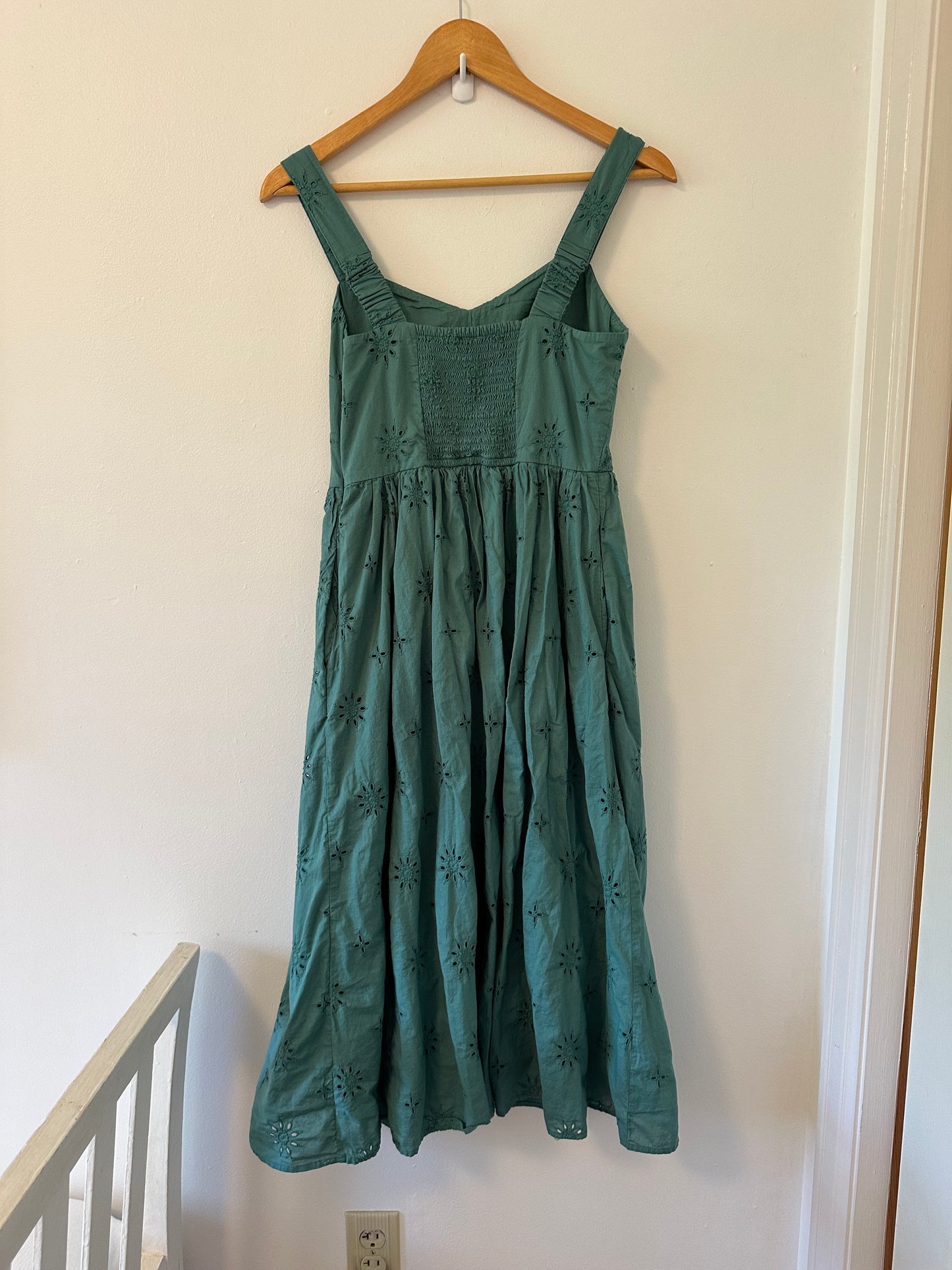 J. Crew Eyelet Midi Dress in Teal - Size 6