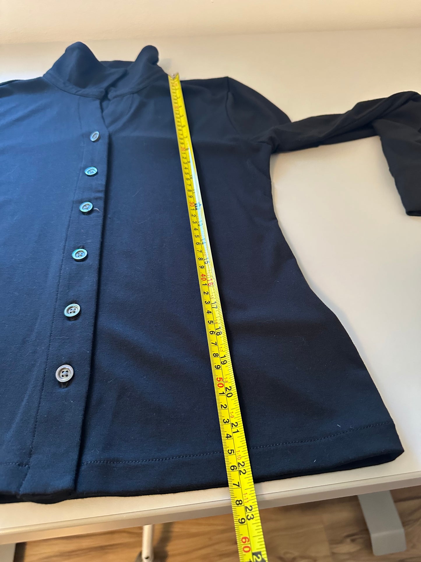 J. Crew Black Button-Up Long Sleeve Collared Top in Refined Rib | Size Small