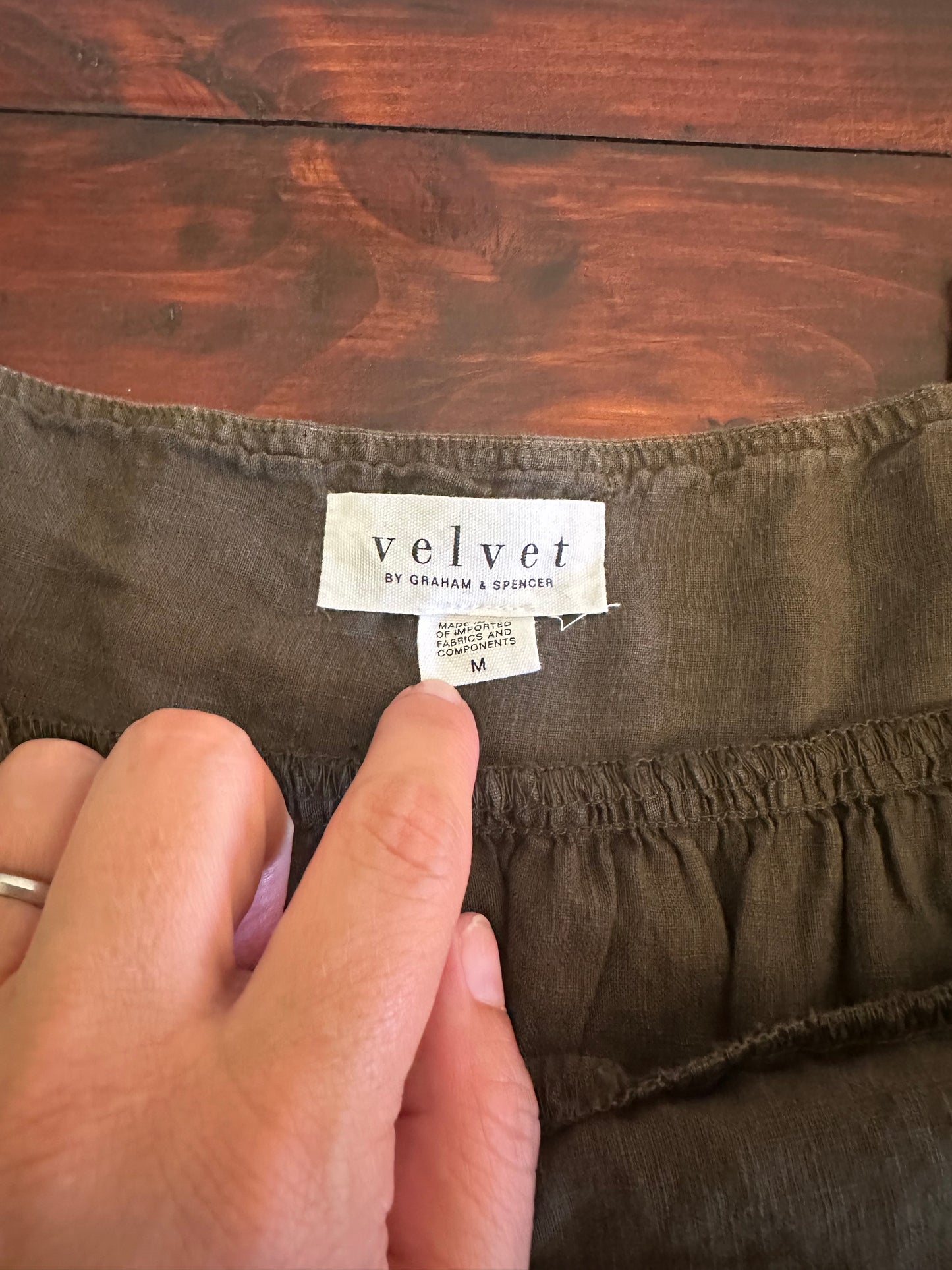 Velvet by Graham & Spencer Olive Green Empire Waist Camisole - Size Medium