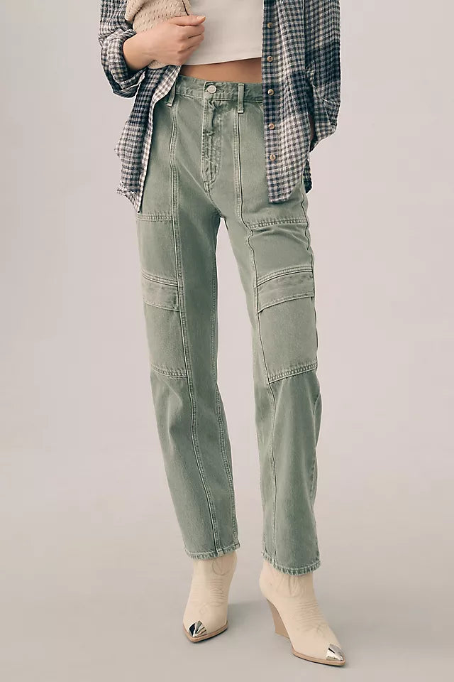 Agolde Cooper Cargo Straight Leg Cotton Jeans in Salamander | Size 28