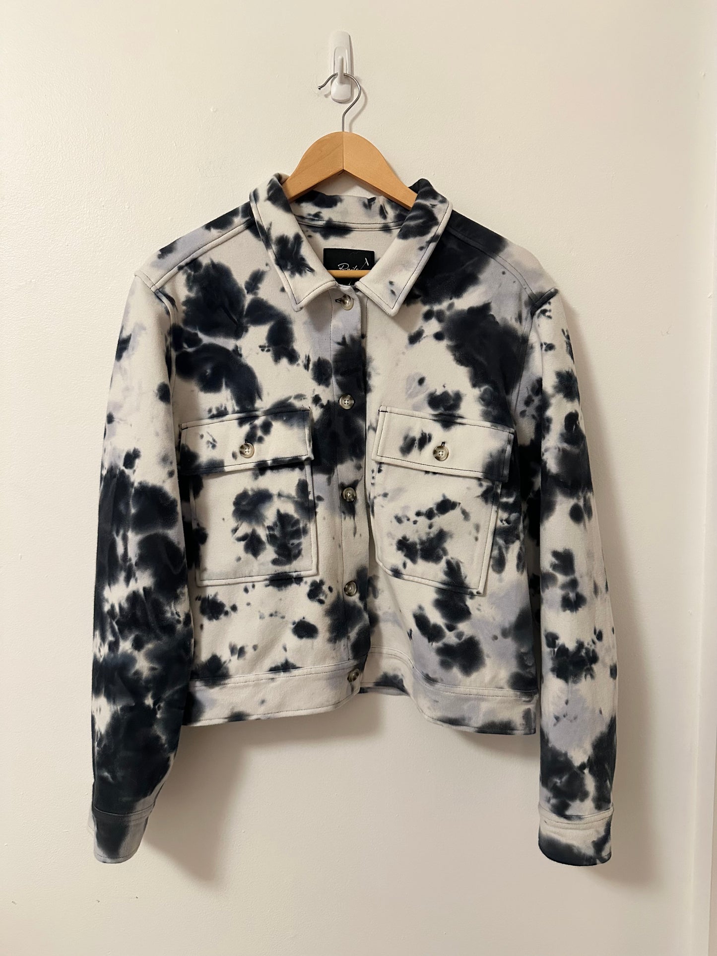 Rails Steffi Tie-Dye Jacket with Flap Pockets in Navy Charcoal | Size Large
