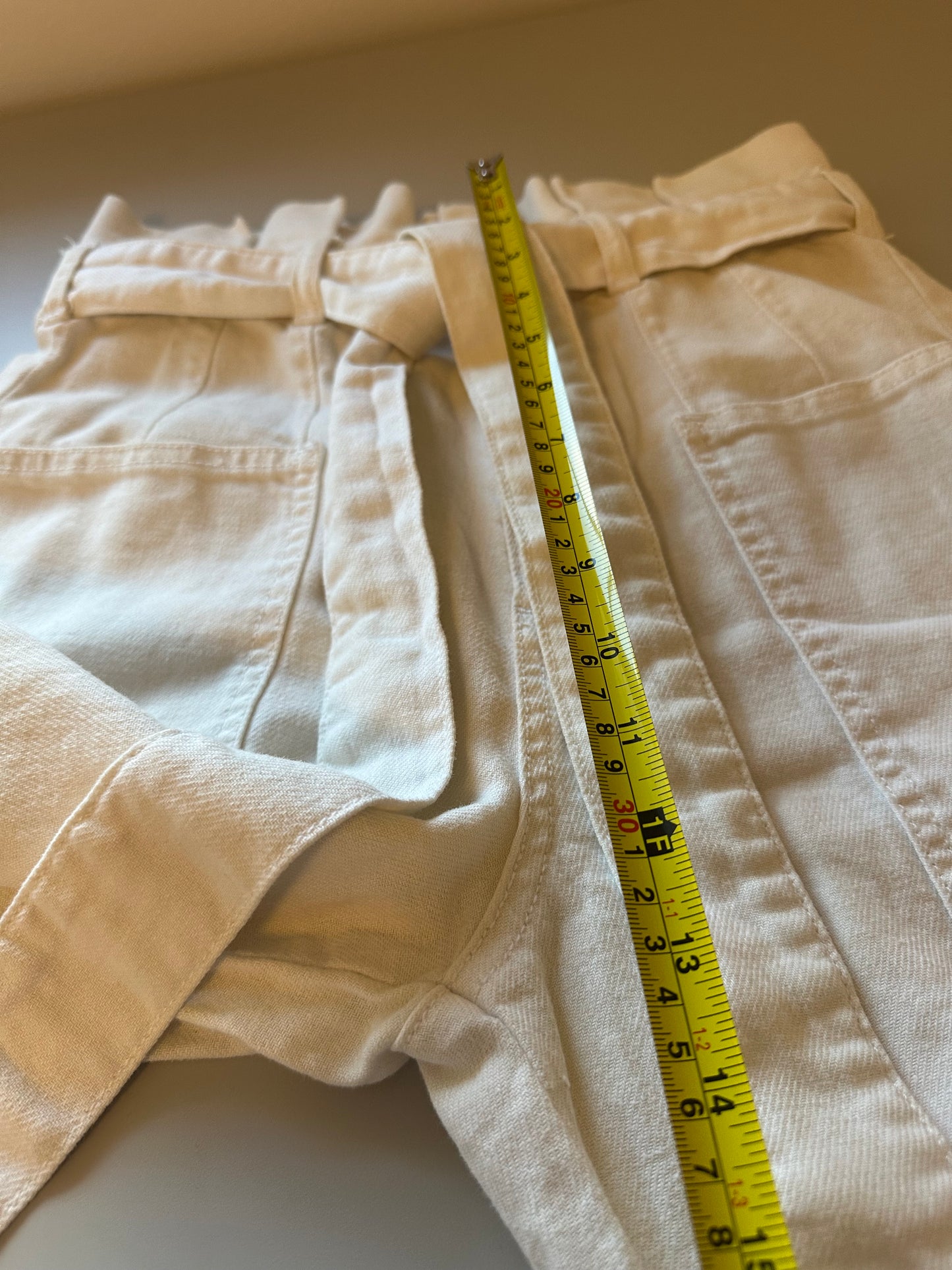 Joe's Jeans White Paper Bag Waist Straight Leg Cotton Pants