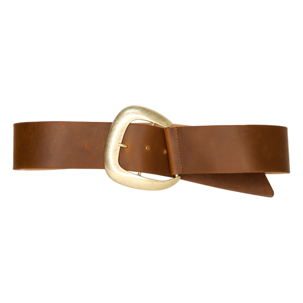 Streets Ahead Maxine Drop Waist Belt in Brown Leather - Size Large