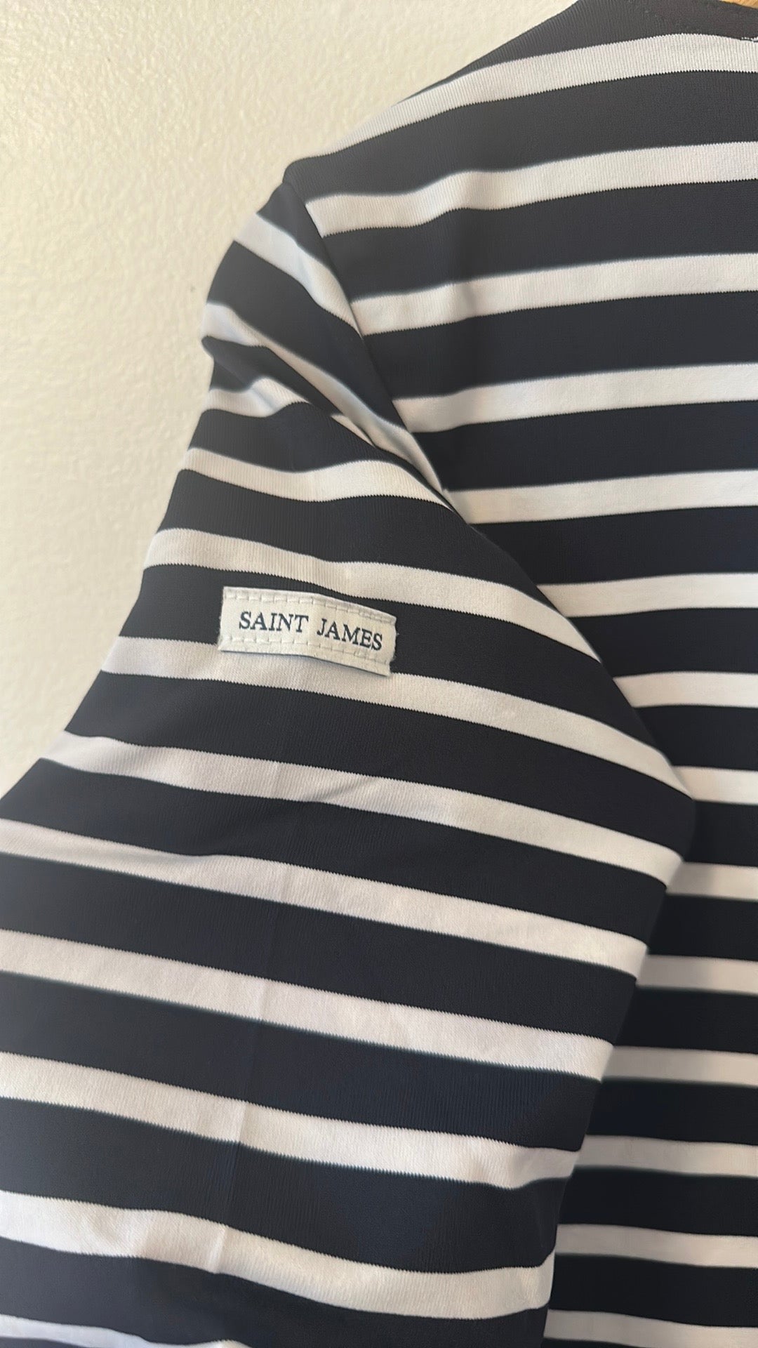 Saint James Phare Boat Neck Striped Tunic with Slits - Size 10