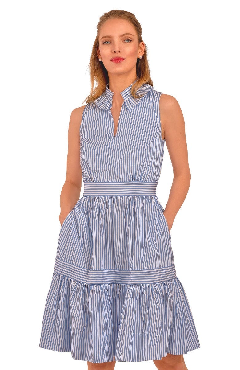 Gretchen Scott Hope Striped Dress in Periwinkle - Size Medium