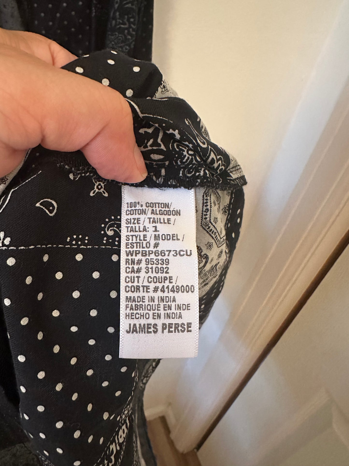 NWT James Perse Black Patchwork Cotton Maxi Dress - Size 1 (Small)