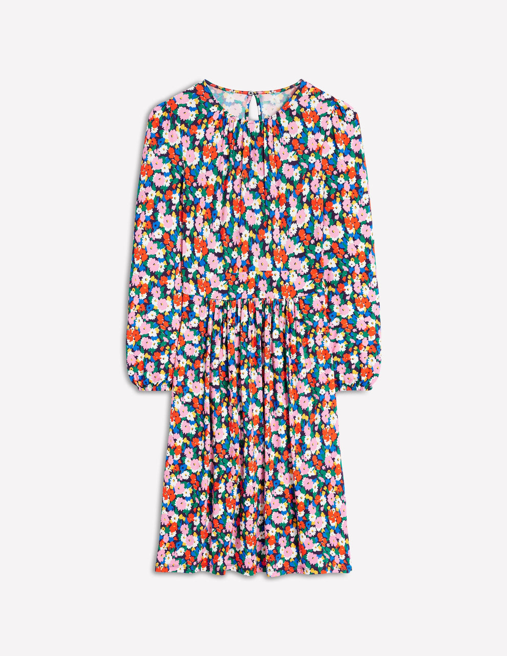 NWT Boden Alexandra Blouson Jersey Dress in Multi, Painterly Meadow - Size 12P