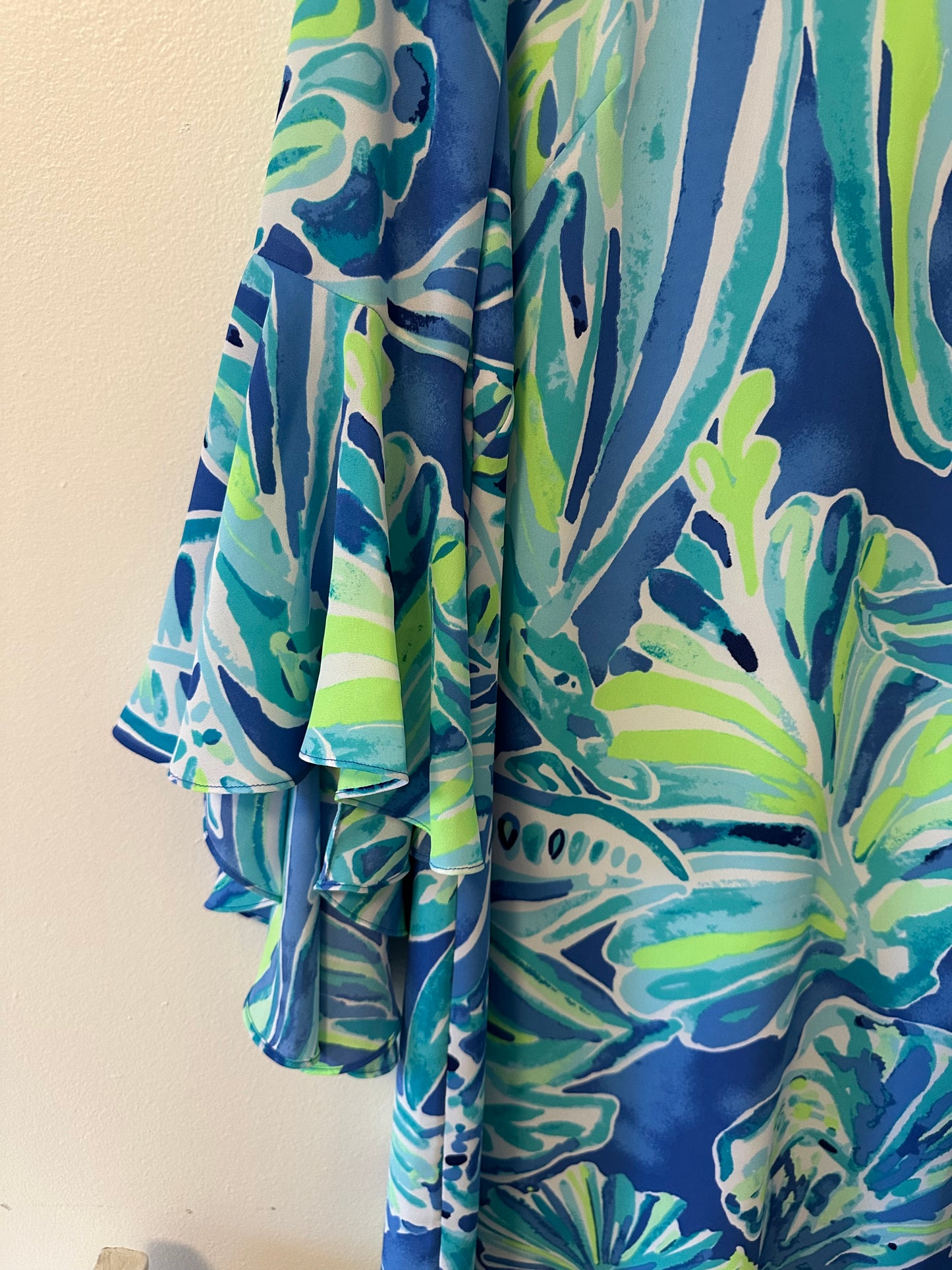 Lilly Pulitzer Rosalia Blue and Green Printed Long Sleeve Dress - Size 4