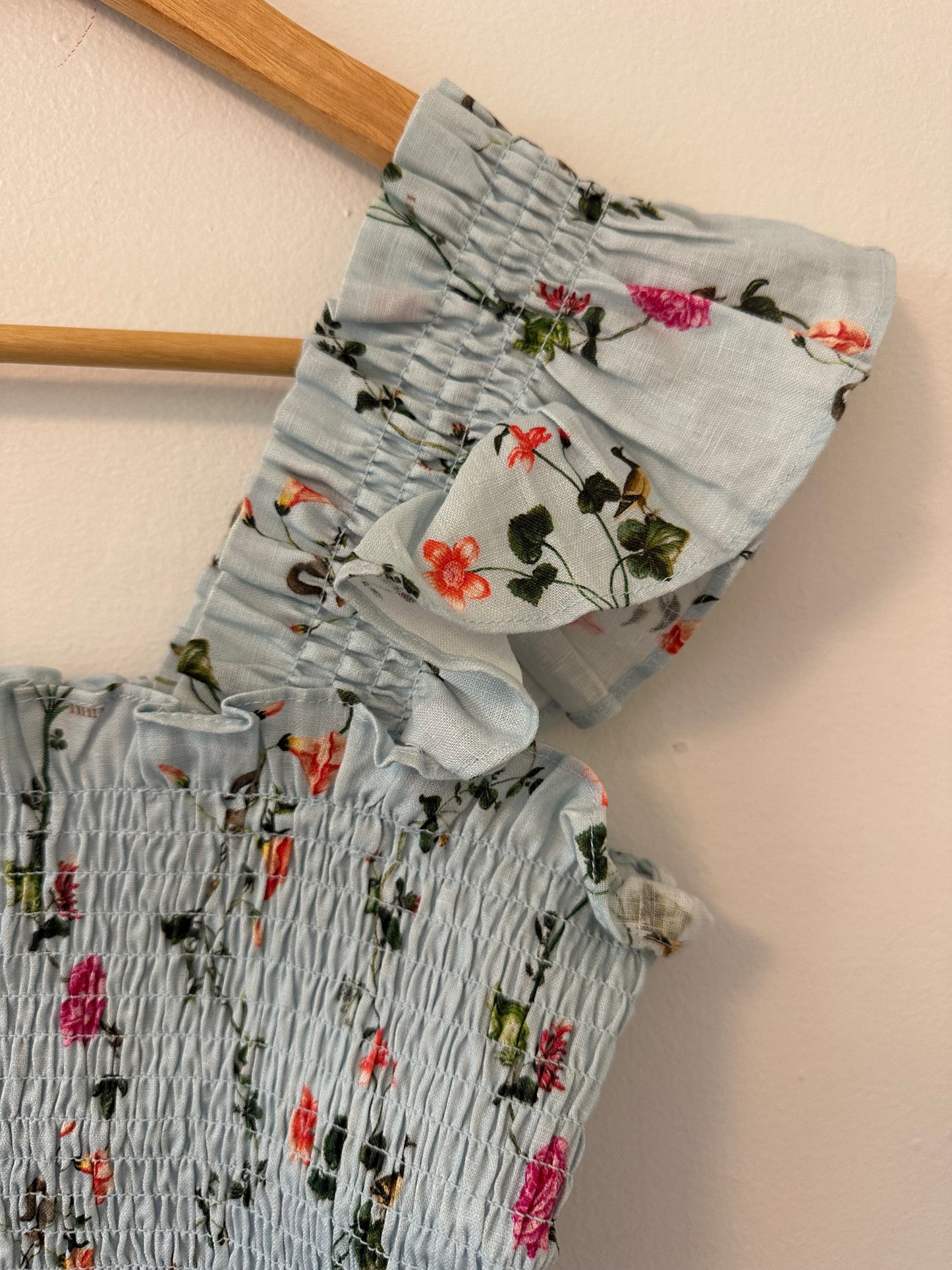 Hill House "The Paz Nap Top" in Blue Floral Linen - Size XS