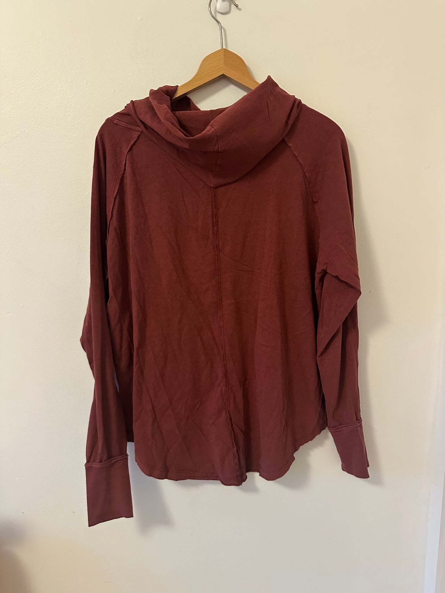 We The Free Red Cowl Neck Long Sleeve T-Shirt - Size XS