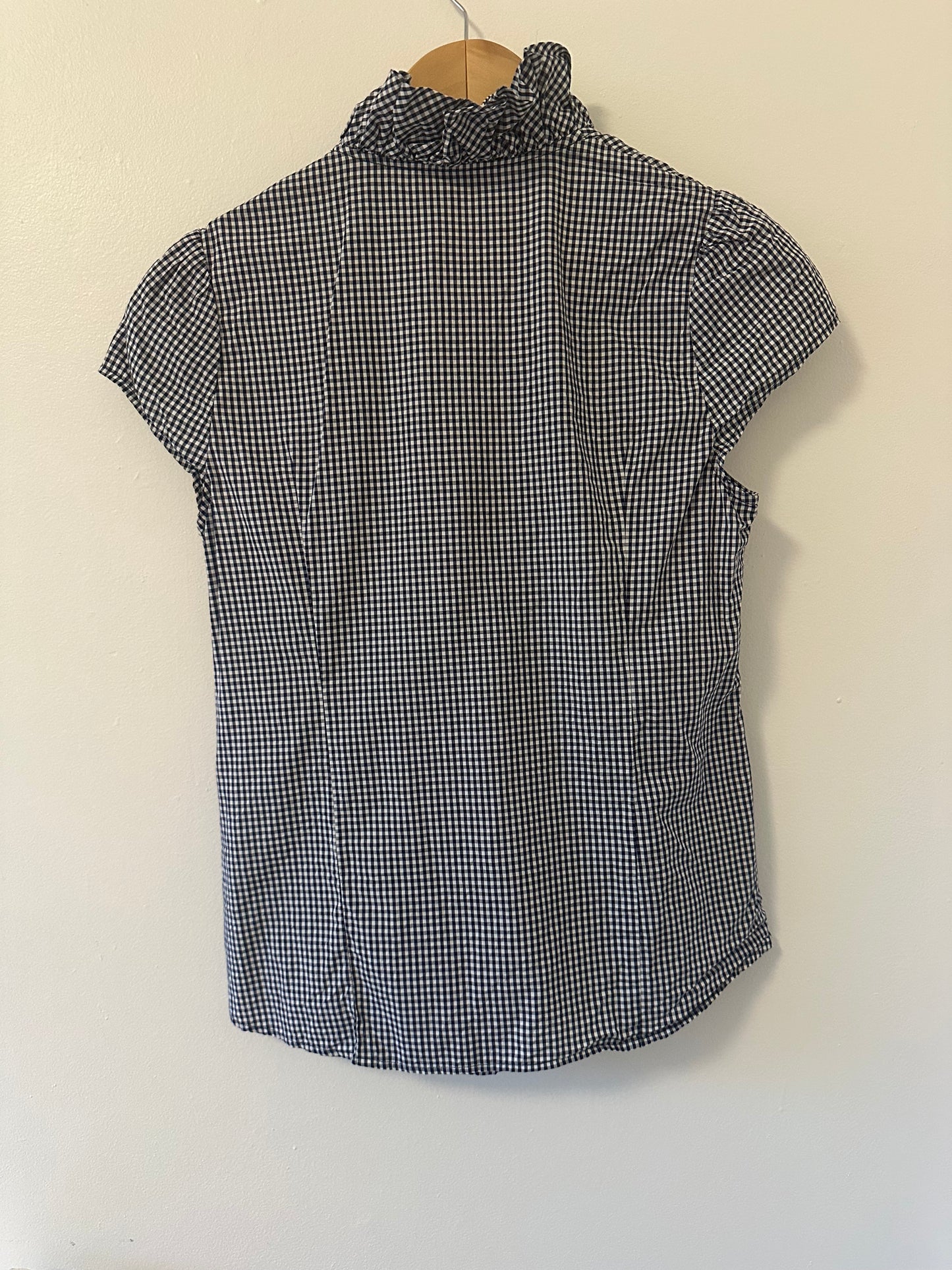 Elizabeth McKay Navy and White Gingham Top Size 8