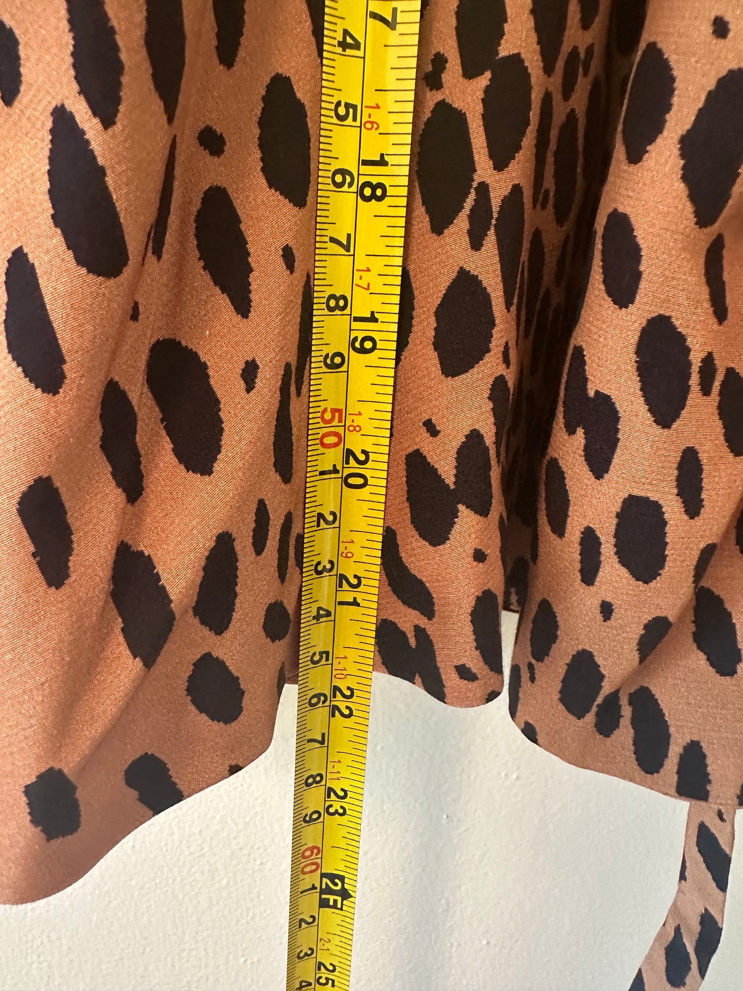 Emerson Fry Brown Animal Print Wrap Blouse 3/4 Sleeve Size Medium