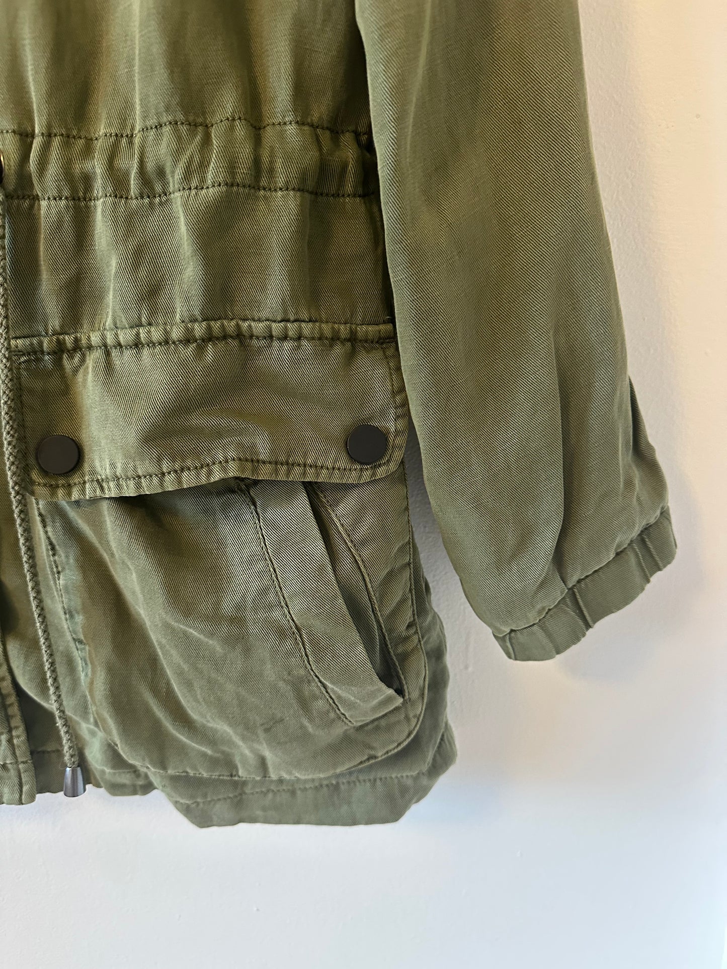 Sanctuary Olive Green Hooded Utility Jacket | Size Small
