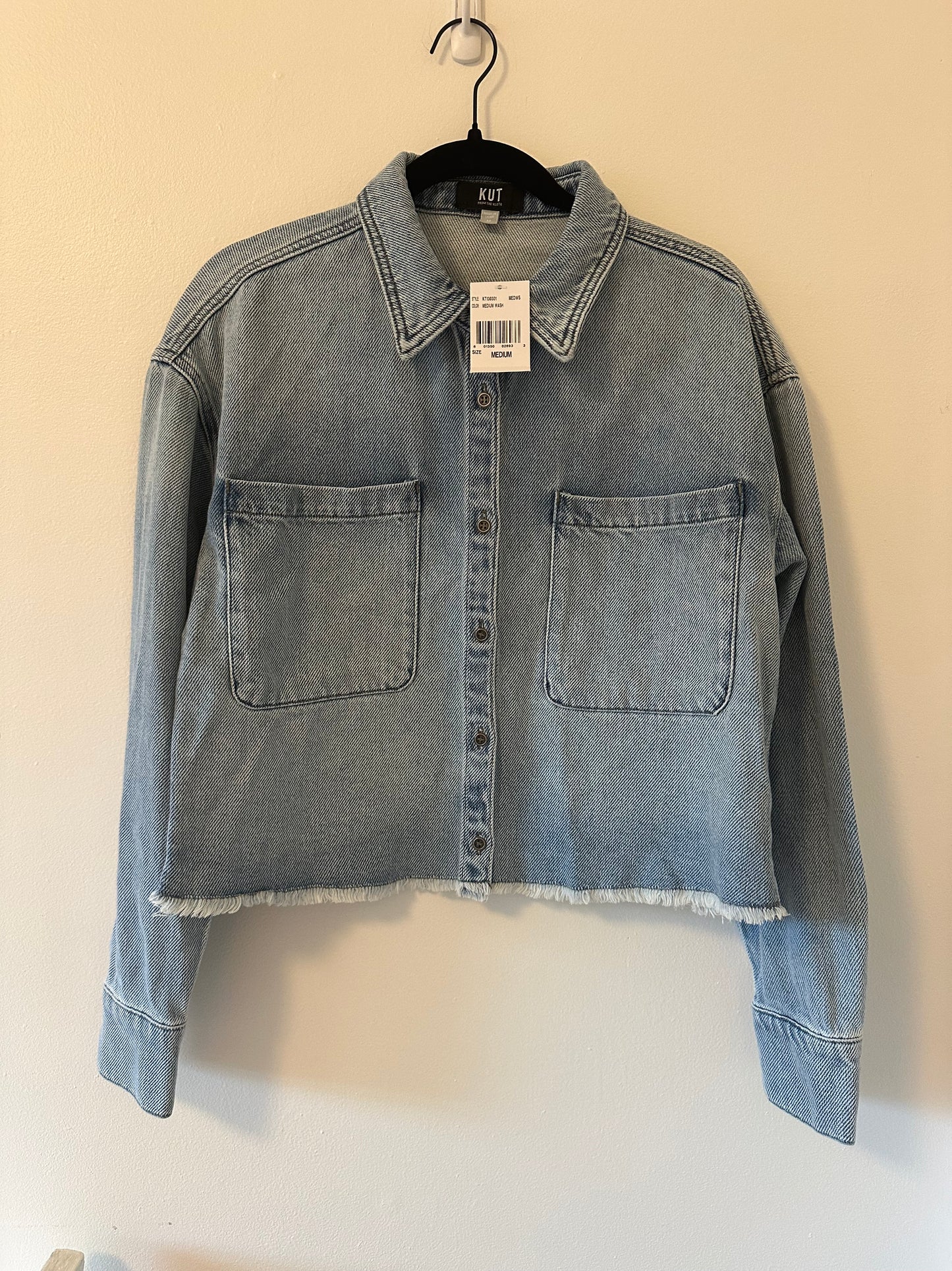 Kut From The Kloth Stormi Light Blue Denim Shirt Jacket Size Medium