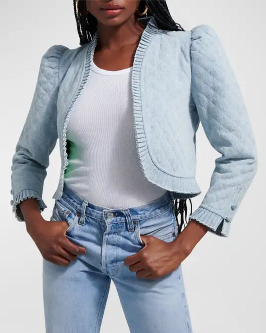 Love The Label Adrienne Quilted Open-Front Cropped Jacket | Size Medium