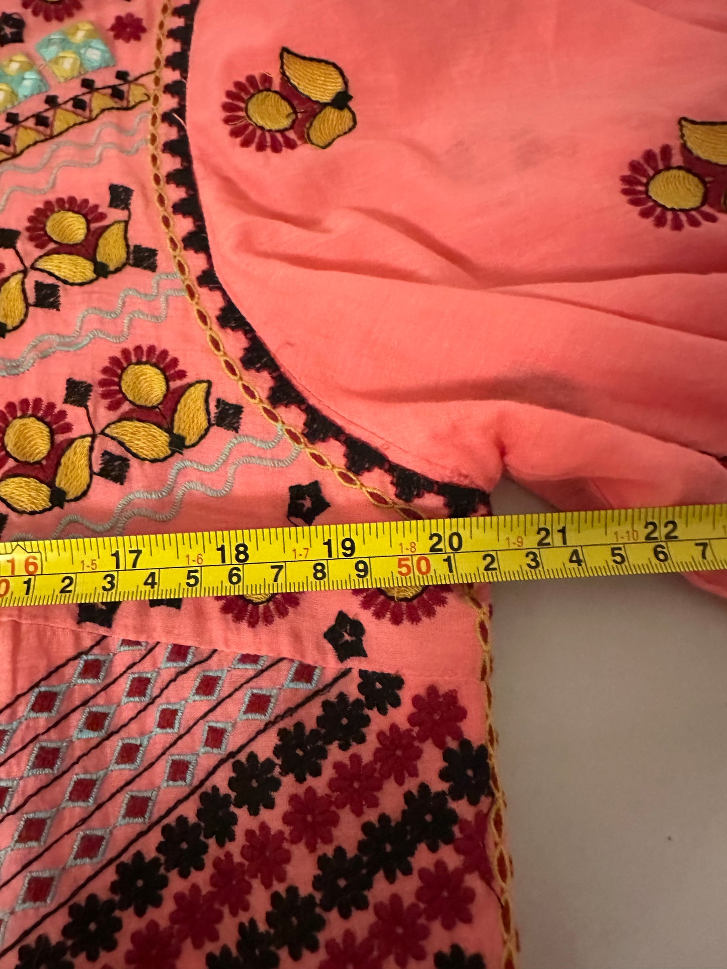 Oliphant Flirty V-Neck Embroidered Maxi Dress in Santa Fe Pink | Size XL