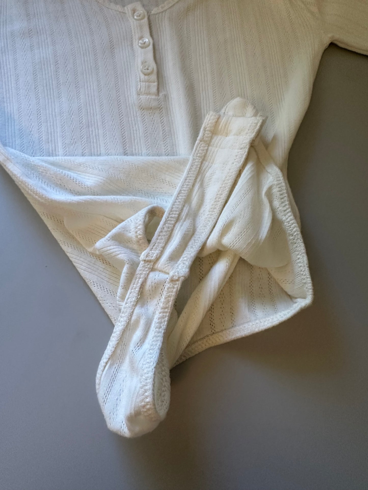 J. Crew Pointelle Cotton Long Sleeve Bodysuit in Ivory | Size Small
