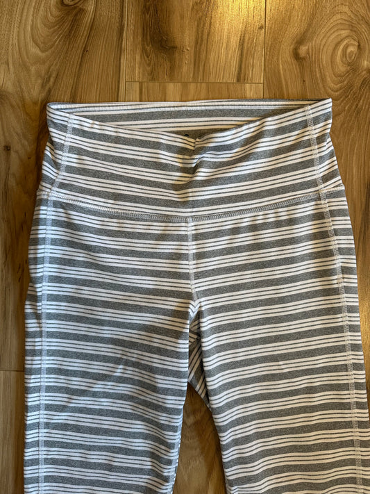 Athleta Gray and White Stripe Leggings Size Small