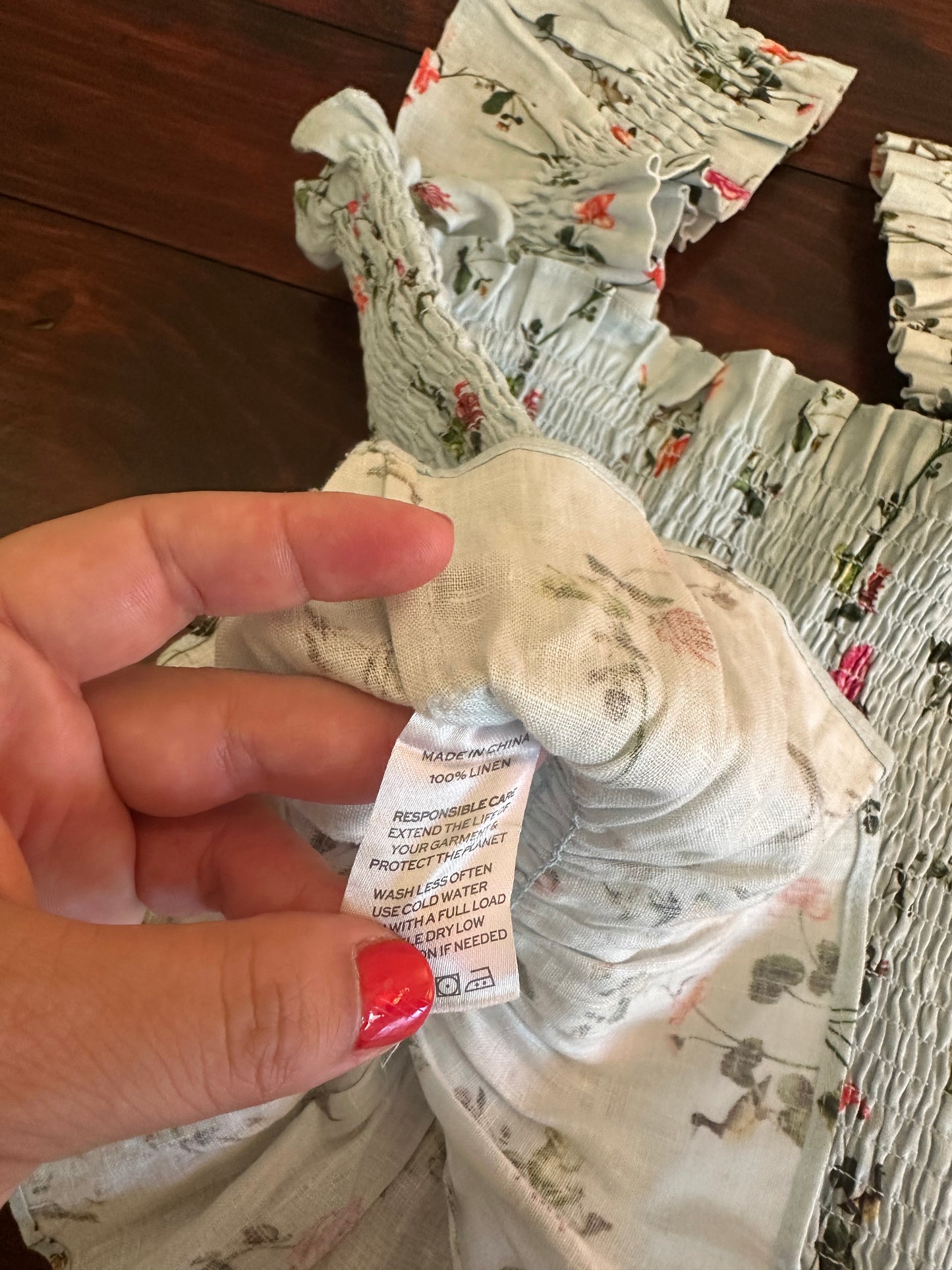 Hill House "The Paz Nap Top" in Blue Floral Linen - Size XS