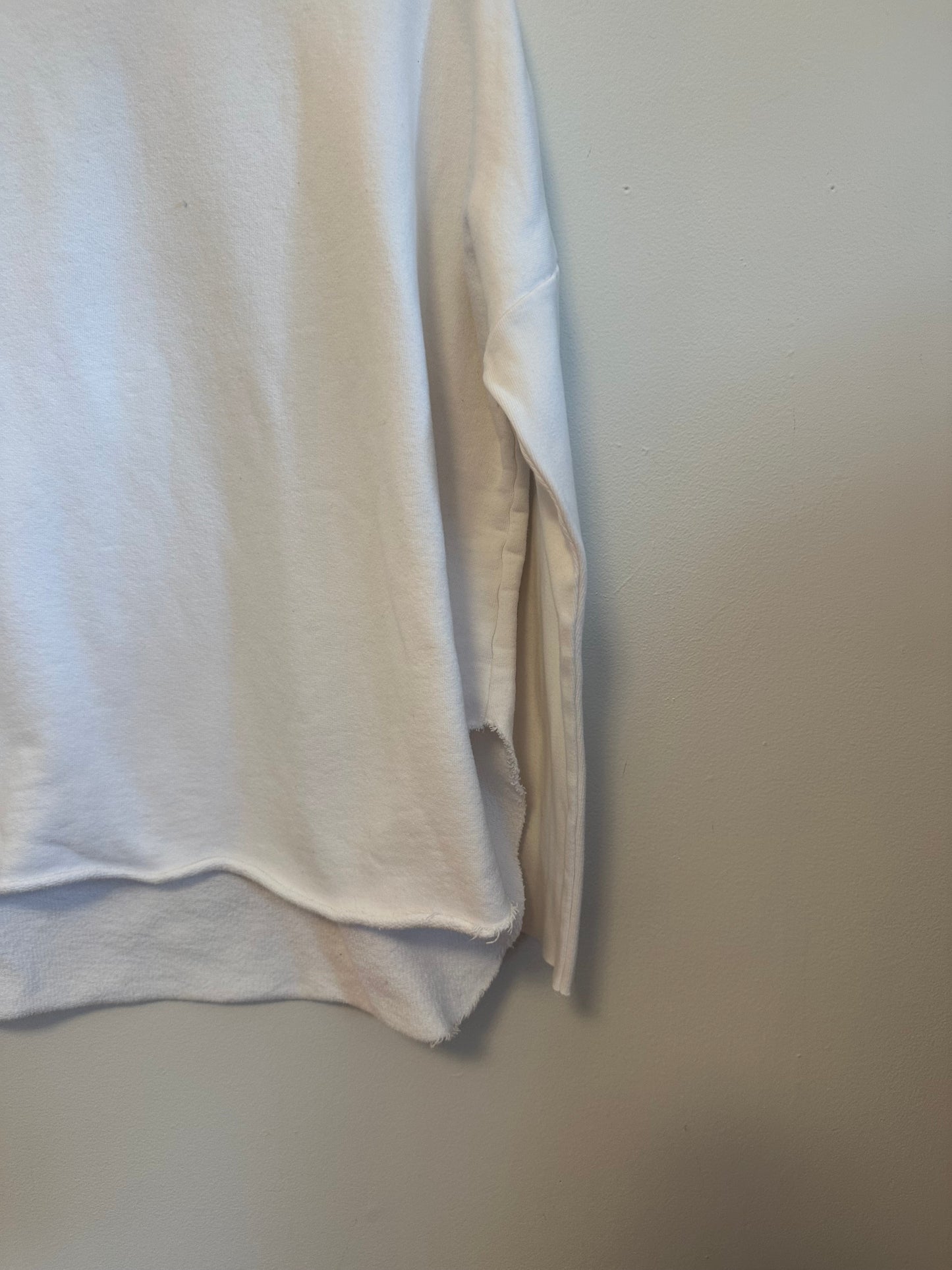 Frank & Eileen Anna Long Sleeve Capelet White Sweatshirt | Size Large