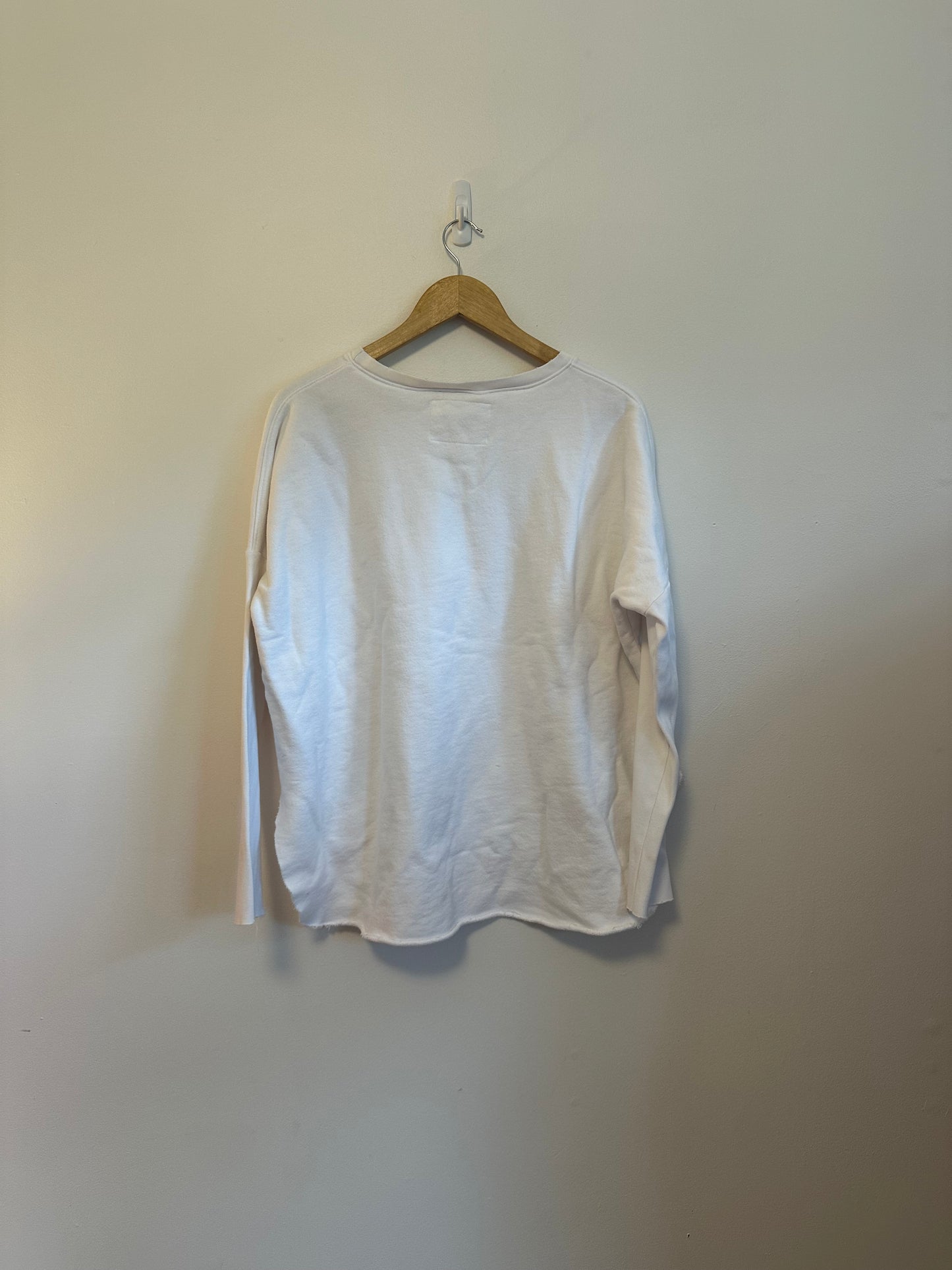 Frank & Eileen Anna Long Sleeve Capelet White Sweatshirt | Size Large
