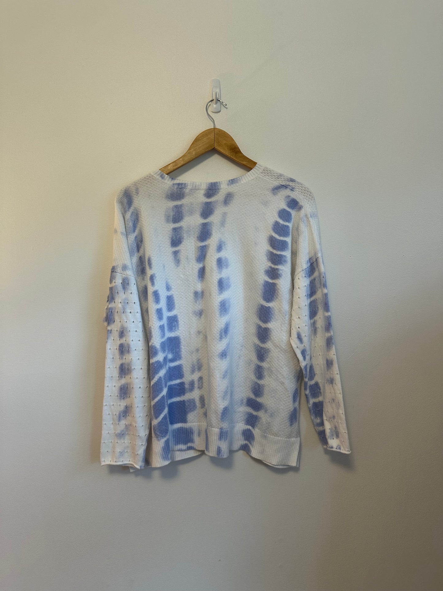 Lisa Todd To Dye For Perforated Tie Dye Cotton V-Neck Sweater | Size XL