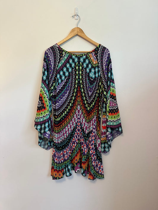 Nicole Miller Artelier Multicolored Tunic Blouse | Size Large