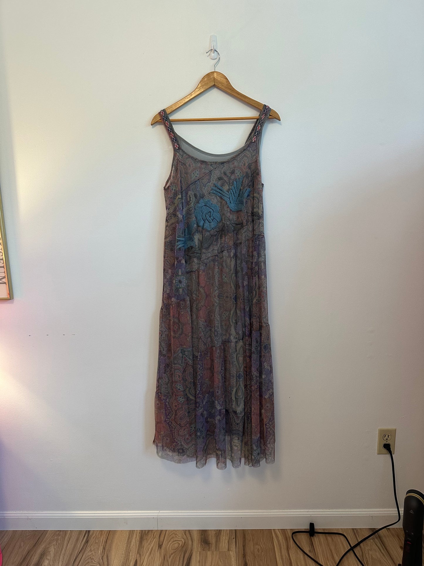 Johnny Was Matisse Mesh Slip Dress in Multi | Size Large