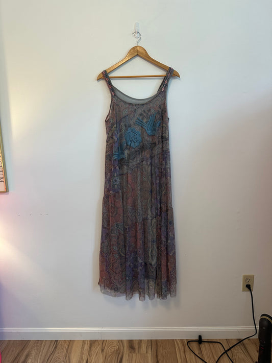 Johnny Was Matisse Mesh Slip Dress in Multi | Size Large