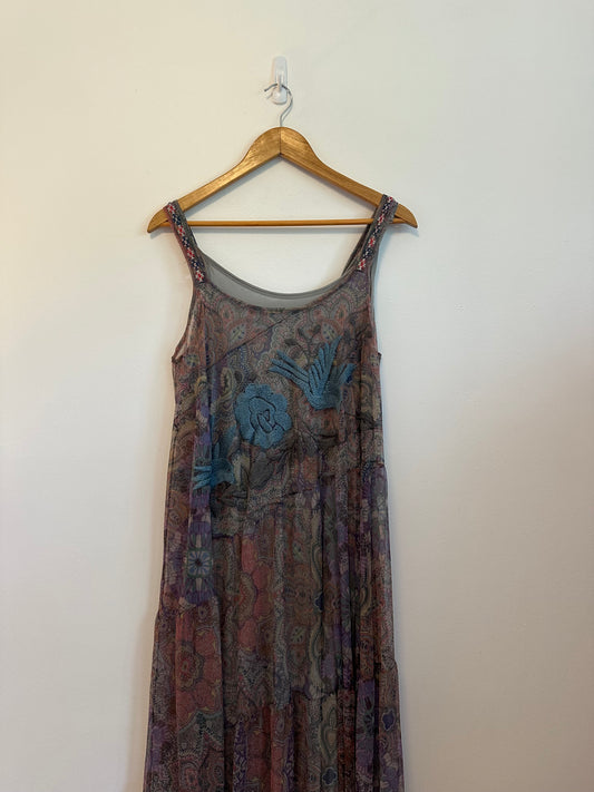 Johnny Was Matisse Mesh Slip Dress in Multi | Size Large