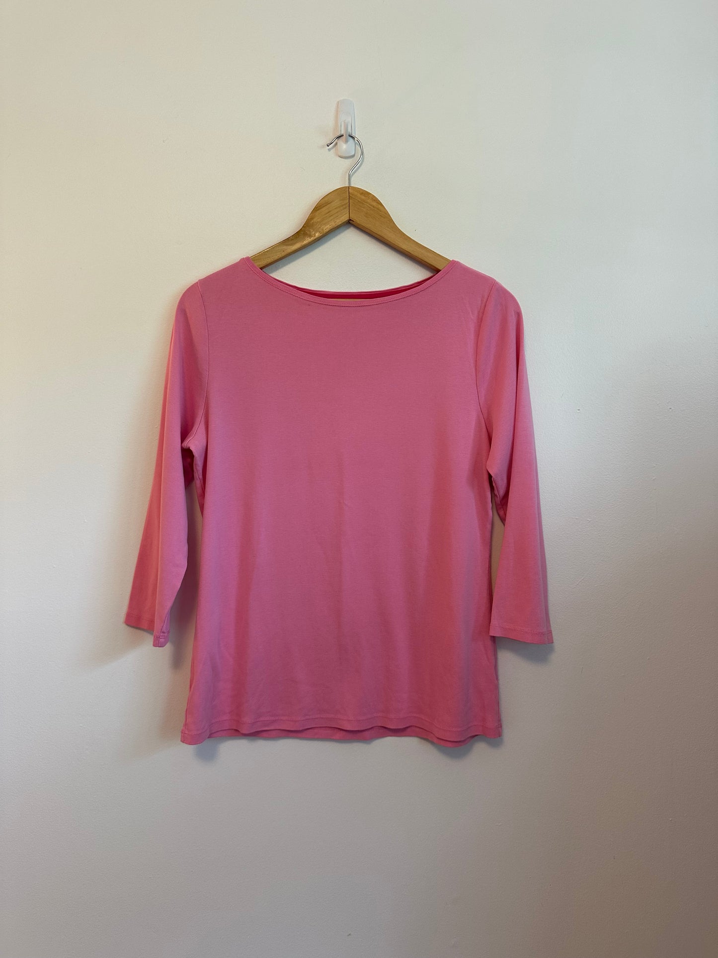 Talbots Pima Cotton Pink 3/4 Sleeve Boatneck T-Shirt | Size Large