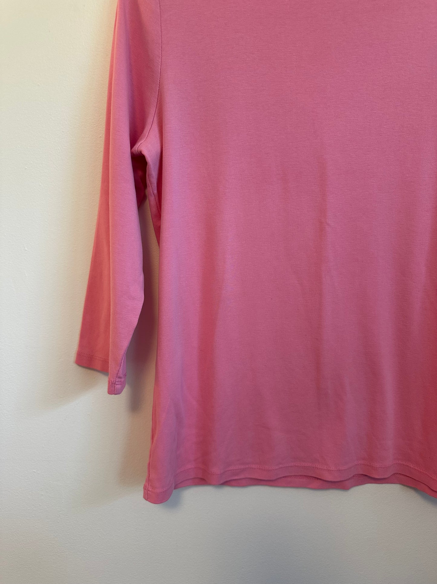 Talbots Pima Cotton Pink 3/4 Sleeve Boatneck T-Shirt | Size Large