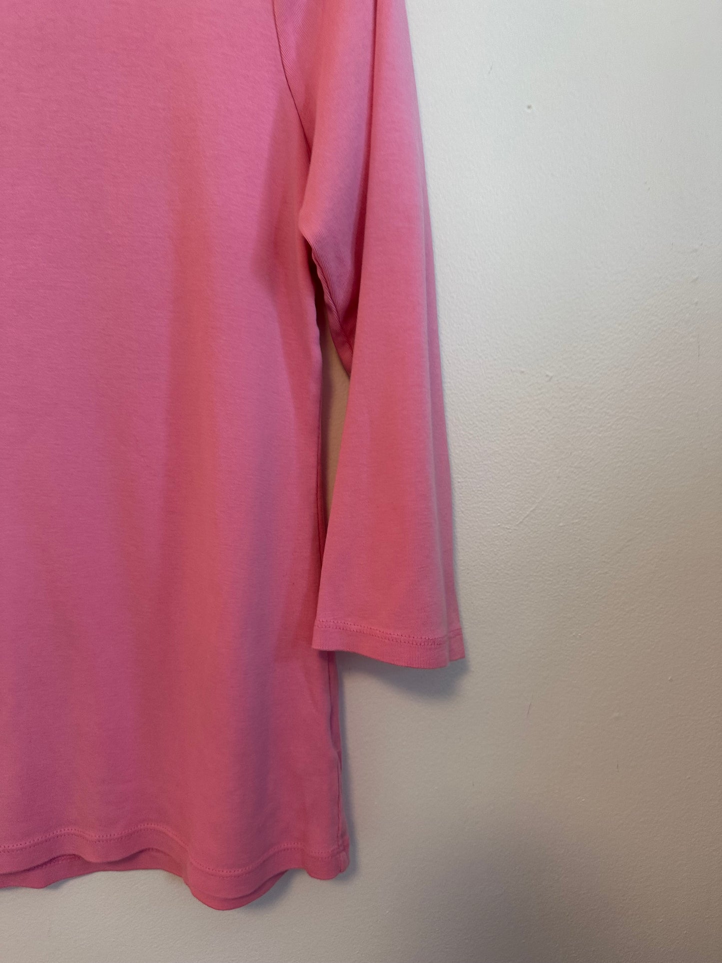 Talbots Pima Cotton Pink 3/4 Sleeve Boatneck T-Shirt | Size Large