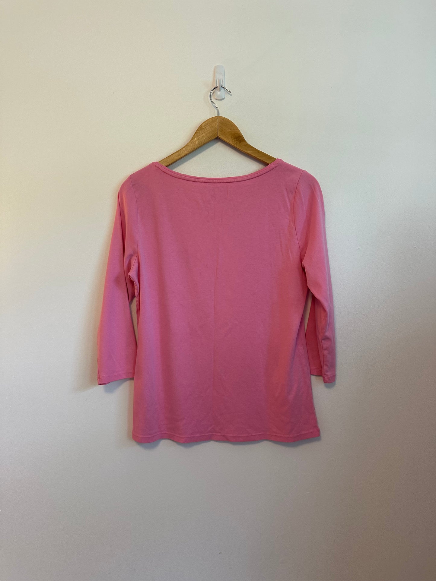 Talbots Pima Cotton Pink 3/4 Sleeve Boatneck T-Shirt | Size Large
