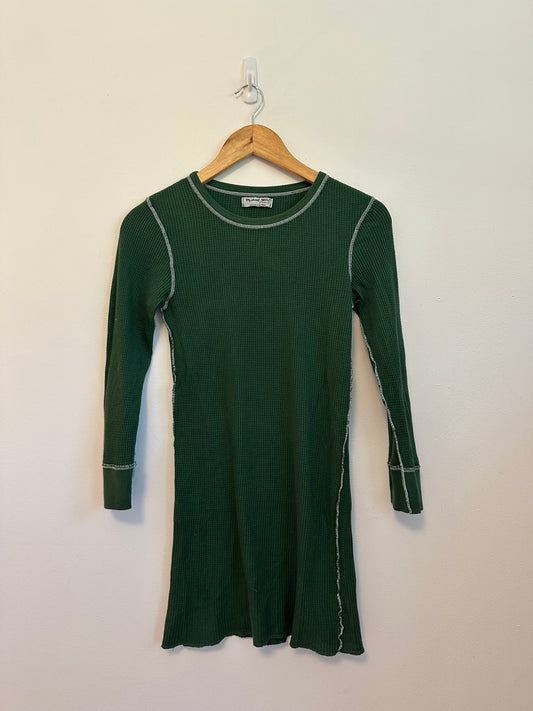 Michael Stars Green Waffle Knit Supima Cotton T-Shirt | One Size