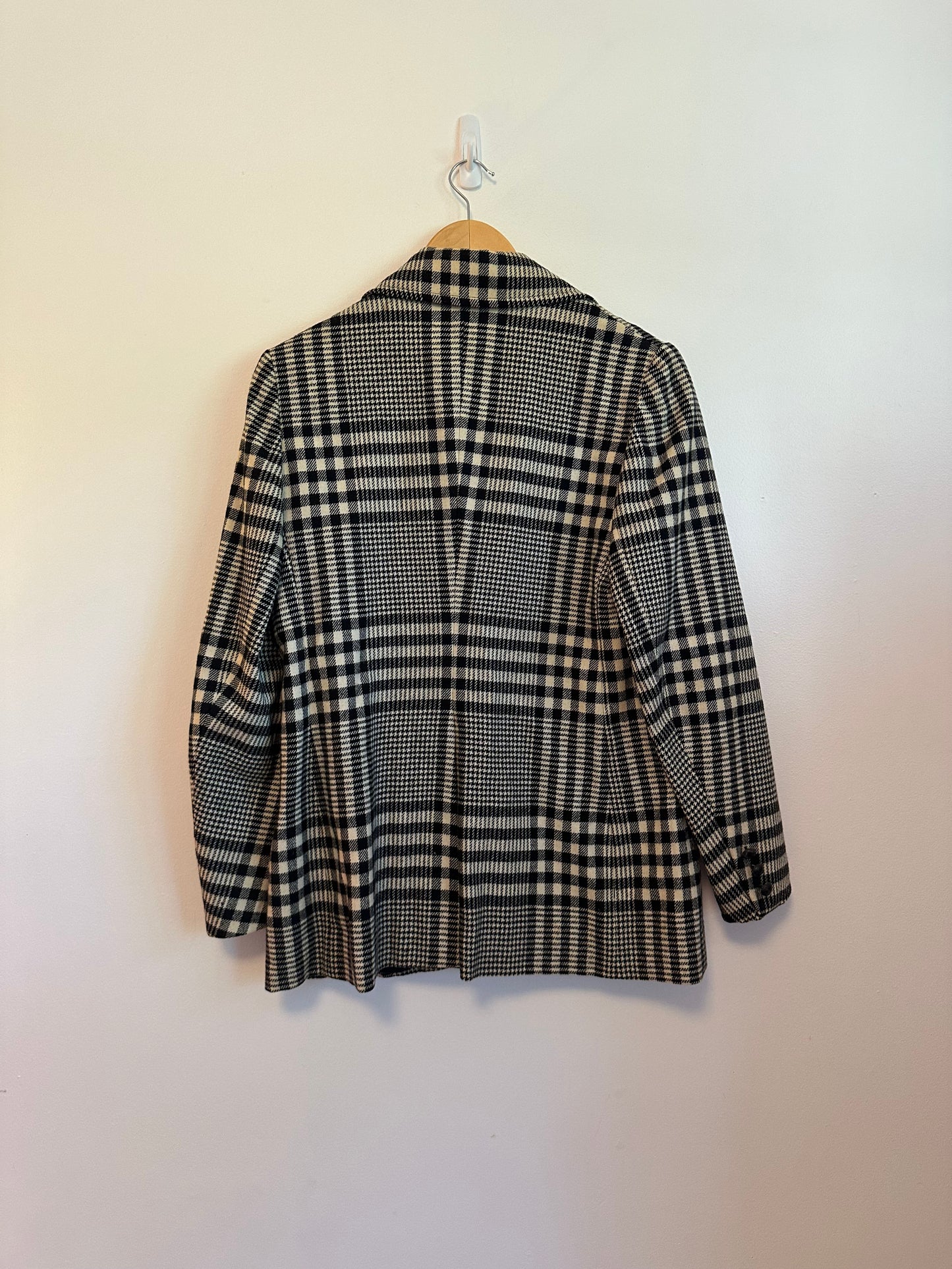 Jackfinn Vintage Double Breasted Black and White Houndstooth Blazer | Size 14