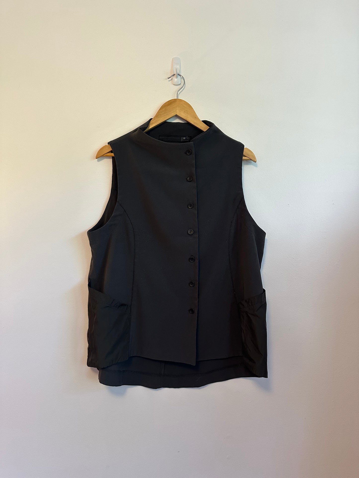 Porto Asymmetric Button Front Vest in Olive Green | Size 3 (Large)