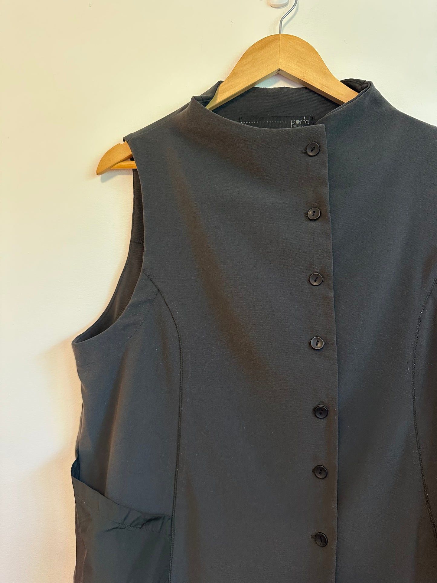 Porto Asymmetric Button Front Vest in Olive Green | Size 3 (Large)