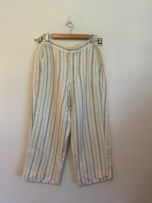 Polo Ralph Lauren Linen and Silk Striped Wide Leg Pants | Size 8